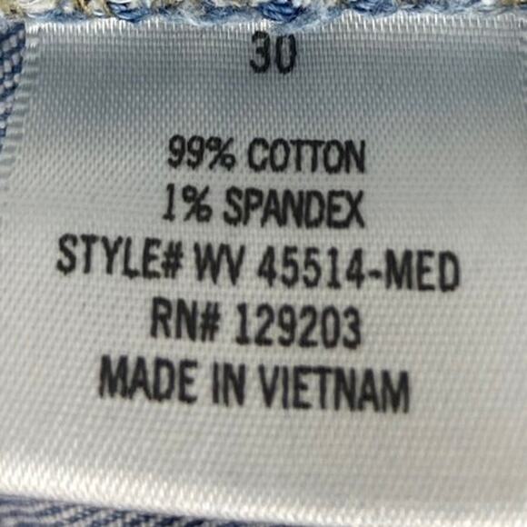 Harper Blue Denim High Rise Medium Wash Distressed Frayed Hem Jeans Shorts Sz 30 - Picture 4 of 4